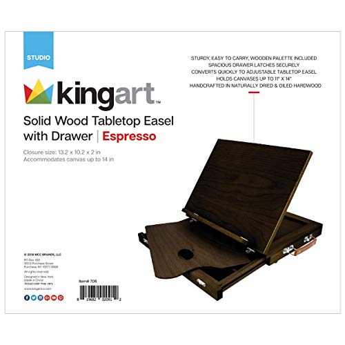 KINGART 706 Solid W/Drawer (Espresso) Wood Tabletop Easel, One Size
