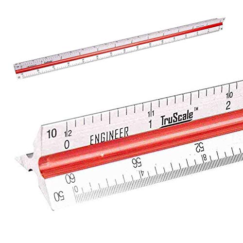 Triangular Engineering Scale Aluminum Ruler - Architects and Engineers, 12"