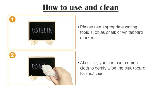 DSTELIN 10 Pack Mini Chalkboards Signs with Easel Stand, Small Rectangle Chalkboards Blackboard, Wood Place Cards for Weddings, Birthday Parties, Message Board Signs and Event Decoration