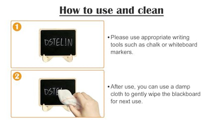 DSTELIN 10 Pack Mini Chalkboards Signs with Easel Stand, Small Rectangle Chalkboards Blackboard, Wood Place Cards for Weddings, Birthday Parties, Message Board Signs and Event Decoration