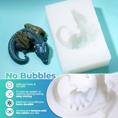 LET'S RESIN Silicone Mold Making Kit Liquid Silicone Rubber 140oz/1 Gallon | Translucent Clear Mold Making Silicone-Mixing Ratio 1:1-Molding Silicone for Resin Molds,Silicone Molds Maker DIY Making - size: 140 oz