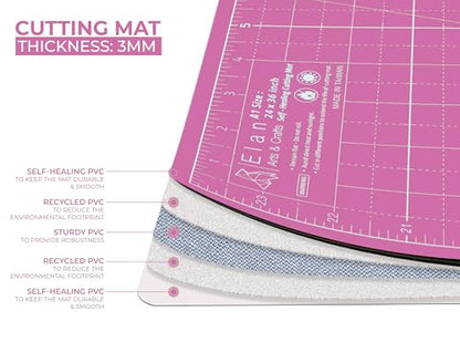 Elan Cutting Mat A0 Pink & Purple, Extra Large Self Healing Cutting Mat 36 x 48 Inch, 5-Ply Craft Board Pink, Hobby Board for Crafts 36x48 Inch - style: 48" x 36"