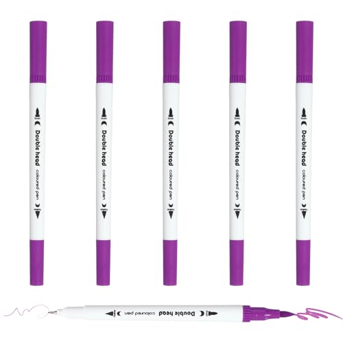 PATIKIL 6Pack Dual Brush Markers, Purple Watercolor Fine and Brush Tips Pens Colored Marker Calligraphy Coloring Art Supplies Set for Coloring Book Illustration Sketching Journaling - color: Purple