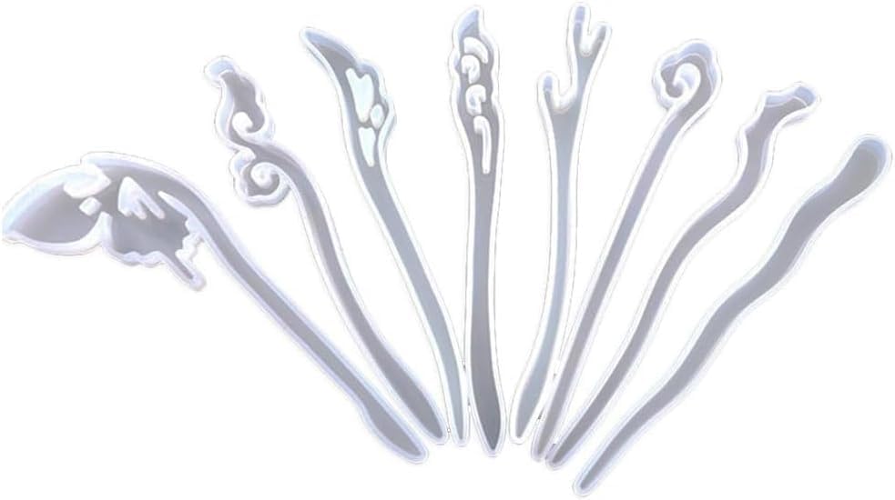 5 Pcs White Silicone Resin Hairpins Molds Hair Stick Kit for Jewelry Crafts Making Jewelry Resin Casting Molds,Jewelry Casting Supplies