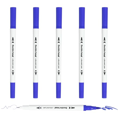 PATIKIL 6Pack Dual Brush Markers, Dark Blue Watercolor Fine and Brush Tips Pens Colored Marker Calligraphy Coloring Art Supplies Set for Coloring Book Illustration Sketching Journaling - color: Dark Blue