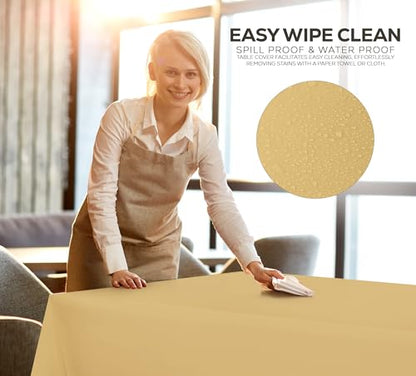Utopia Kitchen Plastic Table Cloth Disposable (12 Pack - 54x108 Inch) Gold Rectangle Tablecloth Waterproof Stain Resistant Party Table Cover - color: Gold, size: 54X108 Inch - 12PC