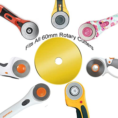 60mm Rotary Cutter Blades 5-Pack Titanium Replacement Blades Fits Fiskars, OLFA,Martelli,Dremel,Truecut,DAFA for Quilting Scrapbooking Sewing Arts & Crafts Sharp and Durable Cutter Blade for Fabric - color: Titanium Plating (60mm 5pcs)