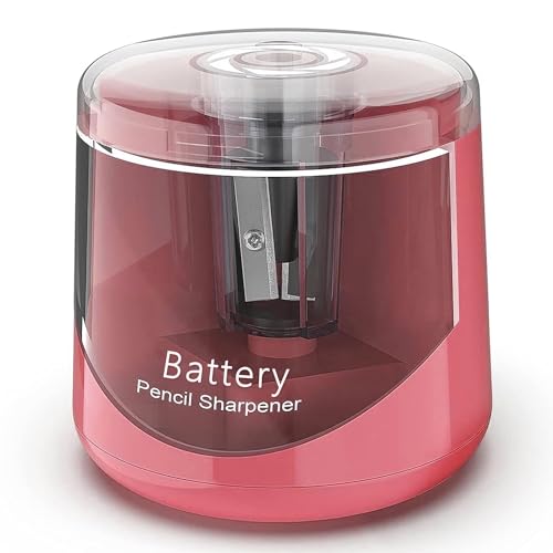 Battery Powered Electric Pencil Sharpener, Small Battery Operated Pencil Sharpeners Portable, Fast Sharpen, Suitable for 6-8mm No.2/Colored Pencils, School, Classroom, Office, Home(PS-03)
