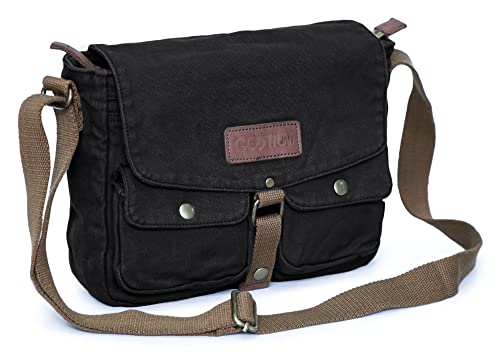 GOOTIUM Canvas Messenger Bag - Vintage Crossbody Shoulder Bag Military Satchel - color: Charcoal
