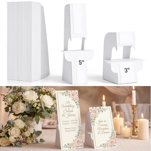 30 Pack Cardboard Easel Stand 5" & 3" Self Adhesive Cardboard Easel Back Display Stand for Table Top Photo Picture Poster Foam Board Painting Canvas Art Craft Retail Wedding Sign Holder - size: 3" & 5"