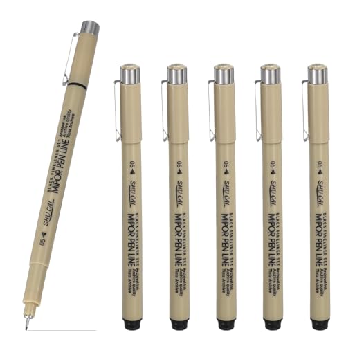PATIKIL Fineliner Pens, 6 Pcs 05 0.45mm Fineliner Marker Black Waterproof Ink Archival Drawing Pens Art Supplies Set for Sketching Journaling Scrapbooking Artist Illustration - size: 05 0.45mm