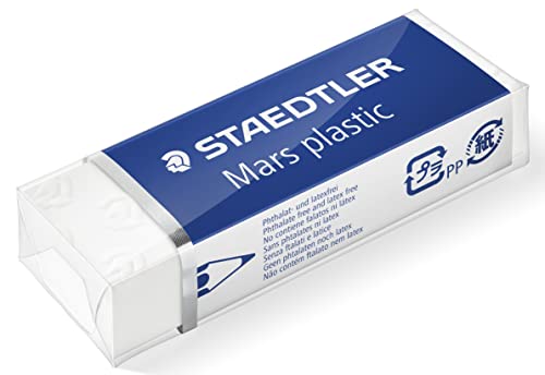 STAEDTLER Mars Plastic Vinyl Erasers (20-Pack), White Erasers for Clean & Precise Results - Latex-Free, Minimal Crumbling - style: 20 Pack