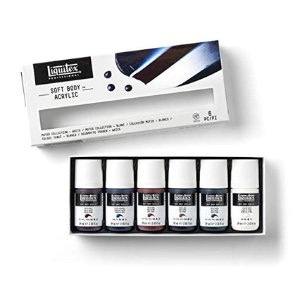 Liquitex Soft Body Acrylic Paint, 6 x 59ml (2-oz), Muted Collection + White | Low Viscosity, Highly Pigmented, Satin Finish, Retains Subtle Brush Strokes, Great Surface Coverage, Highly Versatile - style: Muted Collection 6 x 59ml (2-oz)