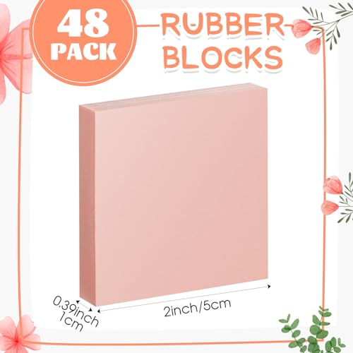 Frienda 48 Pcs 2" x 2" Rubber Carving Block Printmaking Stamp, Pink - color: Pink