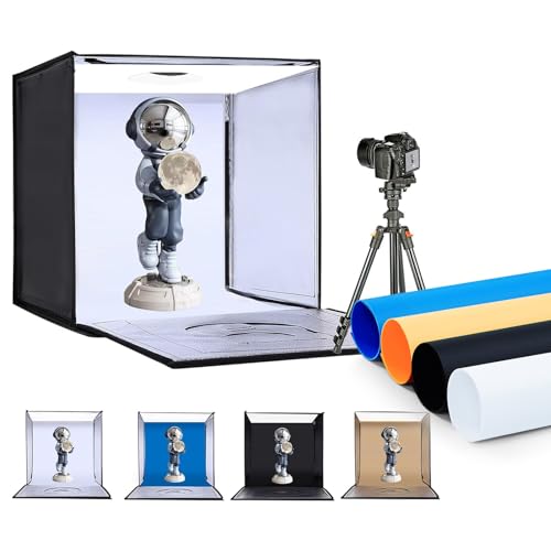 Photo Studio Light Box, 20"x20" Professional Photography Photo Light Box with 160 LEDs Lights & 4 Color Backgrounds for Product Picture Photography - size: 20 x 20 inches