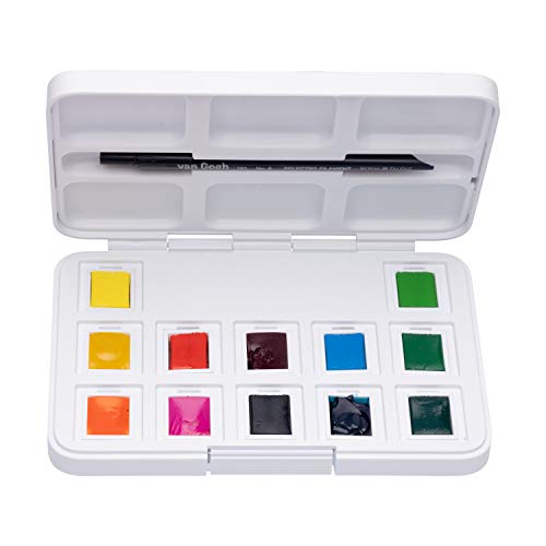 Van Gogh Watercolor Paint Set, Plastic Pocketbox, 12-Half Pan Vibrant Colors Selection - color: 12 Vibrant (Plastic Pocketbox), style: Half Pan