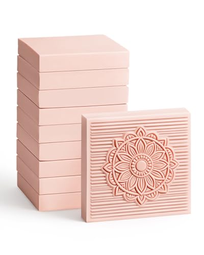 9 Pack Rubber Linoleum Blocks for Printmaking: 2"x2" Square Pink Rubber Stamp Carving Blocks - Soft Linoleum Material for DIY Craft Projects & Handmade Stamps