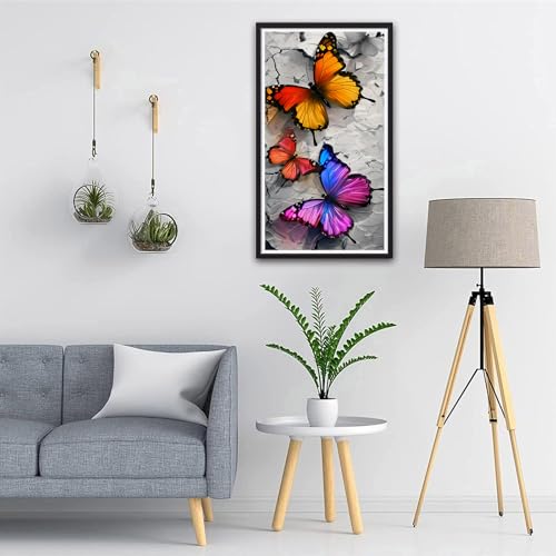ARTGOTO Butterfly B Diamond Painting Kit for Adults 15.7 x 27.5 Inch | Large 5D Full Square Drill Diamond Art Kit, Colorful Butterflies DIY Gem Art Canvas with 2 Tool Sets, 30% Extra Diamonds - color: AGT006