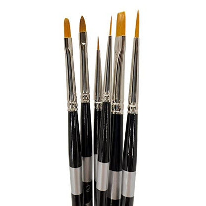 Trekell Golden Taklon Acrylic Paint Brush Set - 6" Handles, 6 Piece - Professional Oil, Watercolor, Gouache and Acrylic Brushes - size: Golden Taklon - Short Handle