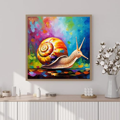 Artunion Framed Paint by Numbers Kit for Adults Beginners & Kids Ages 8-12,Snail Paint by Number with Frame,Animal Paint by Numbers Kit on Canvas 10 * 10 Inch Without Easel - color: ZXT-401-F