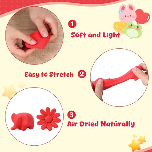 VioraWhite 40 Pcs 21 oz Air Dry Clay Bulk Modeling Clay,Red | Ultra Lightweight Foam Modeling Clay for Kids Adults, DIY Crafts Party Arts, School Project Gifts Supplies - color: Red