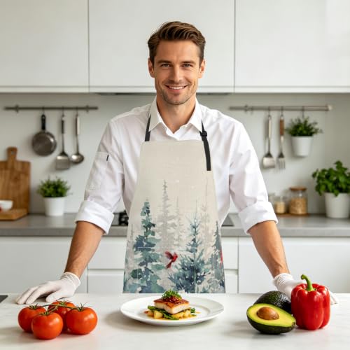 Imiss Waterproof Stain-Resistant Cooking Chef Aprons for Grill BBQ Baking 27 X 31 Inch - color: Winter Tree