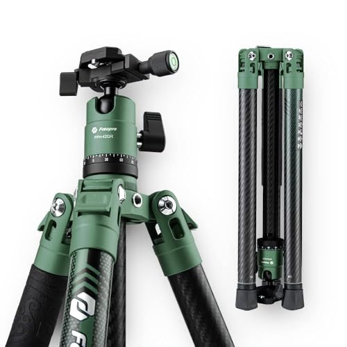 Fotopro 62 Inch Carbon Fiber Tripod for Camera Ultralight Travel Camera Tripod Max Loads Up 22lbs X-Aircross 3 Green - color: Green