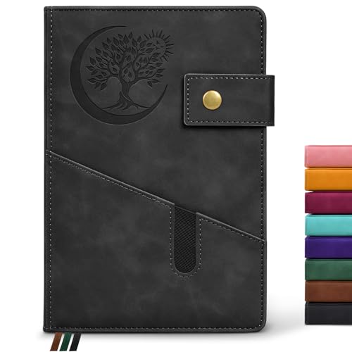 PAIBAS Blank Journal Notebook, A5 Hardcover Leather Sketchbook with 200 Pages Thick Blank Paper for Men Women, Unlined Drawing & Writing Journal, 5.9" x 8.4" Plain Notebook (black) - color: Black, size: Blank Page