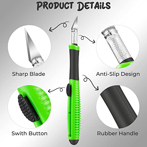 Exacto Knife, 1 Pack Craft Knife with Extra 10 Pcs High Carbon Steel Blades, Sharp Hobby Knives for Crafting, Precision, Exacting for Home and Studio Use | Retractable hobby knife, pen knife for crafting, paper cutting, scrapbooking, card making, models,
