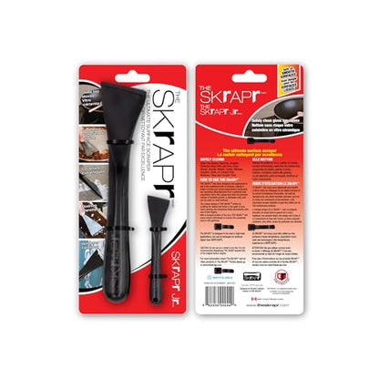 Plastic Scraper Tool, 2 Pack, Non-Scratch, 1.7 Inch Wide Blade | Long Ergonomic Handle, Heat Resistant (460F), Dishwasher Safe - Clean Ovens, Countertops, Hard Floors, Walls, and Windows