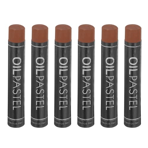 MECCANIXITY 6 PCS Oil Pastels, Soft Oil Chalk Pastels Crayons 11x70mm for Art Painting Drawing Blending, Color Crayons for Art Supplies Beginners, Bronze - color: Bronze