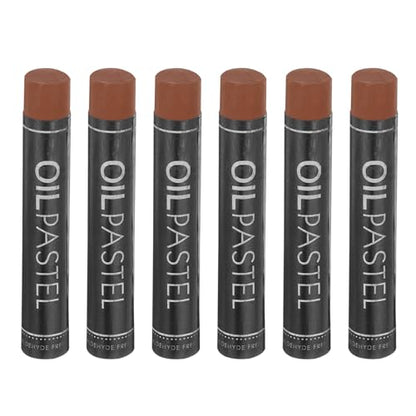 MECCANIXITY 6 PCS Oil Pastels, Soft Oil Chalk Pastels Crayons 11x70mm for Art Painting Drawing Blending, Color Crayons for Art Supplies Beginners, Bronze - color: Bronze