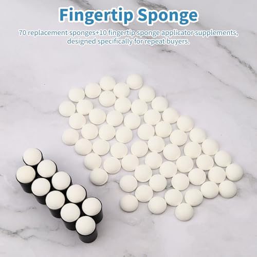 80 PCS Finger Sponge Daubers Set - Includes 10 Durable Finger Daubers + 70 Replacement Sponges for Car Freshie-Making, Finger Painting Sponge Craft Drawing, Finger Face Paint Sponges Painting
