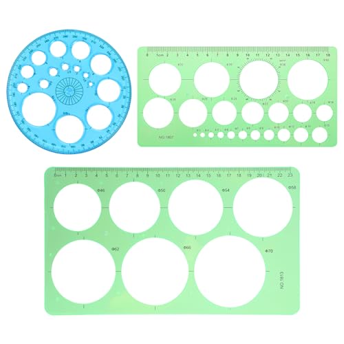 3 Pcs Circle Template, Plastic Circle Stencil for Drawing, Professional Circle Ruler, Small&Medium&Large Multifunctional Circle Drawing Tool for Office, School, Drafting Supplies