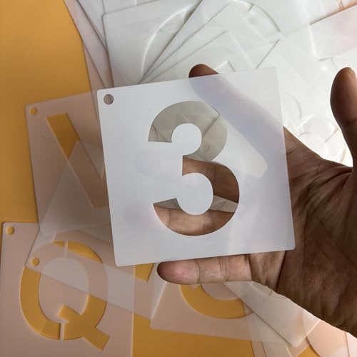 Letter and Number Stencils, 5 Inch, 36 Pieces Reusable Alphabet Templates for Wood, Wall, Fabric, DIY Projects