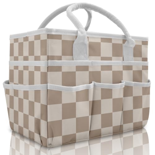 Cupohus Art Organizer Craft Storage Tote Bag with Handles Checkered - color: Checkered