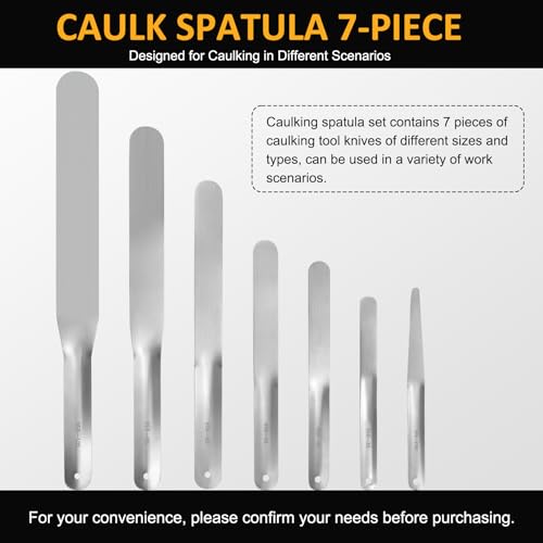 958-G01 Caulking Spatula Set, 7-Piece Stainless Steel Caulking Knife | 7-Spices Circular Fixed Caulking Knife Set, Widths from 3/8” to 1-1/2”, Easy-to-Handle, Multi-Functional Spatula Set