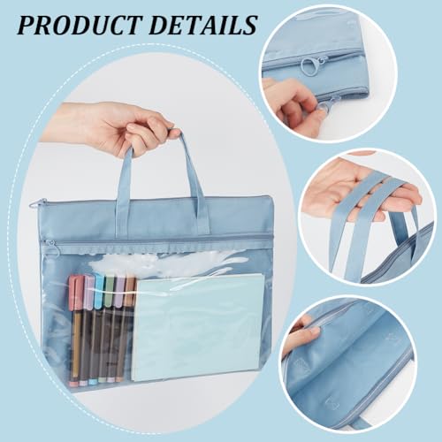 PH PandaHall 5 Colors Zipper Pouch with Handle, 9.8"x13.2" Double Layer Waterproof File Pockets Cloth Document Storage Bags with Transparent Window for School Office Travel Cross Stitch Project