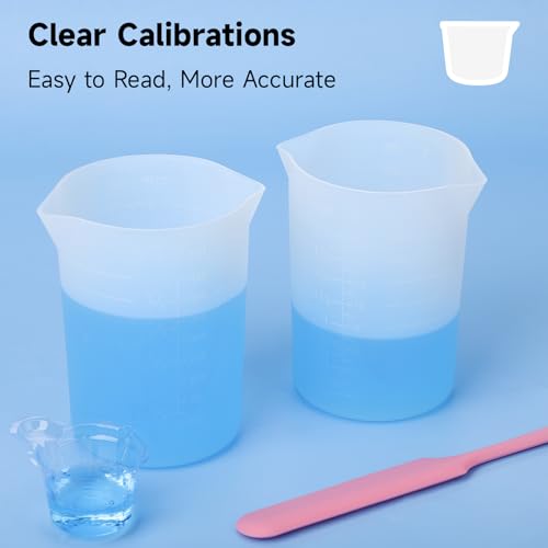 Gartful 450ml Large Silicone Measuring Cups, 15OZ Reusable Squeeze and Pour Resin Cups for Epoxy, Casting Molds, Slime, Craft Art Projects, Cup Making, Waxing, 2 Packs - size: 450ml*2