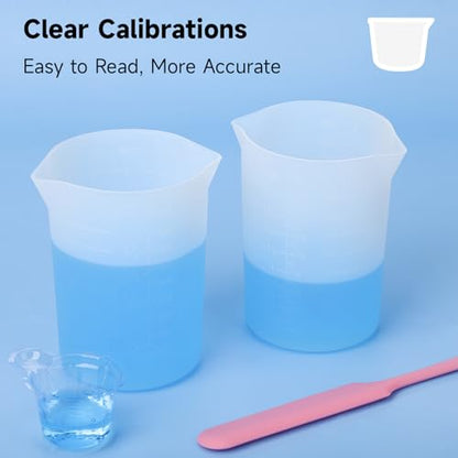 Gartful 450ml Large Silicone Measuring Cups, 15OZ Reusable Squeeze and Pour Resin Cups for Epoxy, Casting Molds, Slime, Craft Art Projects, Cup Making, Waxing, 2 Packs - size: 450ml*2