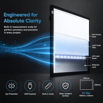 Huacan A3 LED Light Pad for Diamond Painting, Diamond Art Light Board Kit - color: A3
