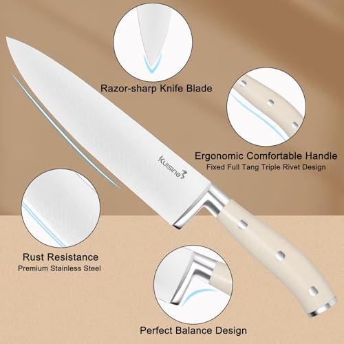 Kuisine Kitchen Chef Knife Block Set,High Carbon Stainless Steel Razor-Sharp Blade Ergonomic Handle,Sharp Knife Set with Built-in Sharpener,Elegant Gift(Irovy-Acacia,15pcs) - color: Pro Acacia Wood, size: 15 pieces