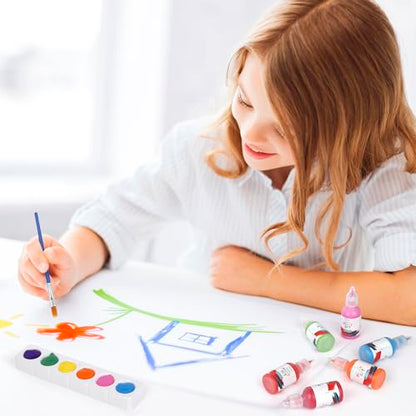 Darice Washable Tempera Paint for Kid, 12 Colors - Non-Toxic Kids Paint with Brushes & Pallete in a reusable Storage Case - Great for Art Projects, Crafts, and Classroom Paint Set, 1oz Paint Bottles