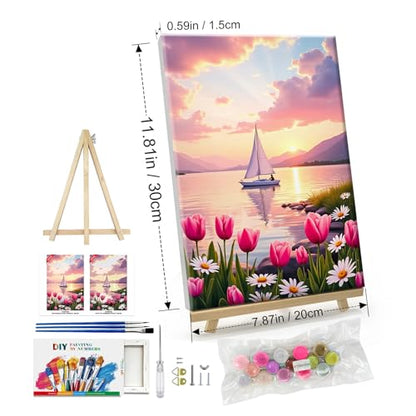 ATDMS Paint by Numbers Kit for Adults, Flowers Paint by Number with Frame - color: Tulips 268