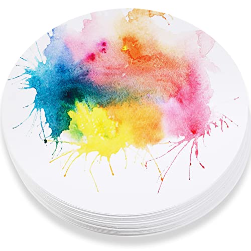 TaoBary 60 Pack Watercolor Paper Round 250 GSM Cold Pressed Watercolor Paper 4 Inch Diameter Ideal for Most Wet and Dry Media, Ideal for Beginners, Artists and Specialists - size: 4 Inch Diameter