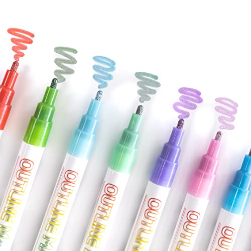 Incraftables Outline Glitter Markers (12 Colors) – Metallic, Double Line Pens, Shimmer Markers for Crafts, Greeting Cards, Drawing - style: Glitter Marker