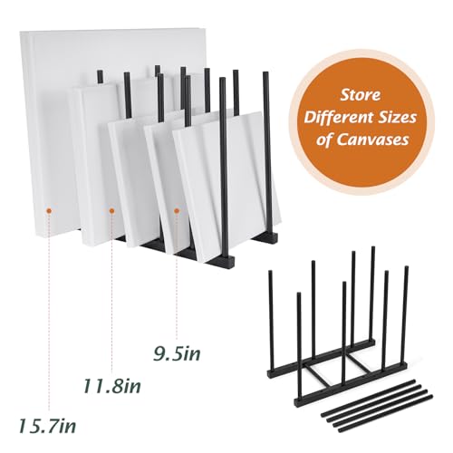 ikkle Art Storage Rack Painting Canvas Storage Rack for Display, Metal Drawing Printing Rack for Canvas Frames, Black