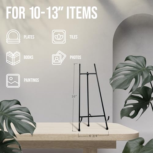 Red Co. 15” Tall Modern Metal Tripod Plate Stand and Art Holder Easel, Black - color: Black, size: Height - 15"