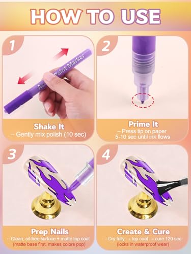 12 Color 3D Nail Art Pens Kalolary Nail Art Markers 0.7MM Nail Polish Pens - color: R