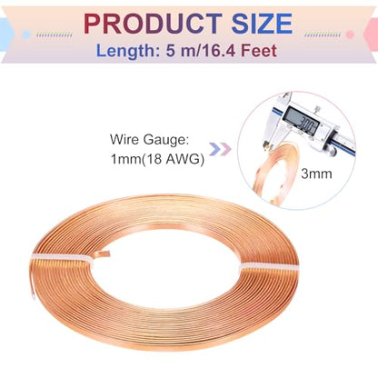 MECCANIXITY Aluminum Flat Wire, 3mm 18 Gauge Bendable Nose Wire Soft Craft Jewelry Wire for Jewelry Making Handmade Crafts DIY Bezel Sculpting, Copper - color: Copper
